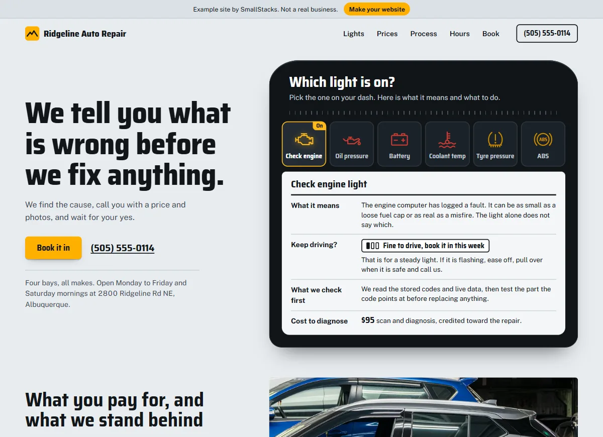 The Ridgeline Auto Repair example site
