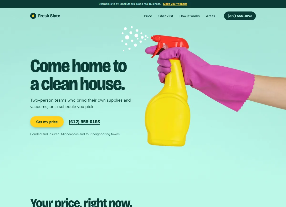 The Fresh Slate Cleaning Co. example site