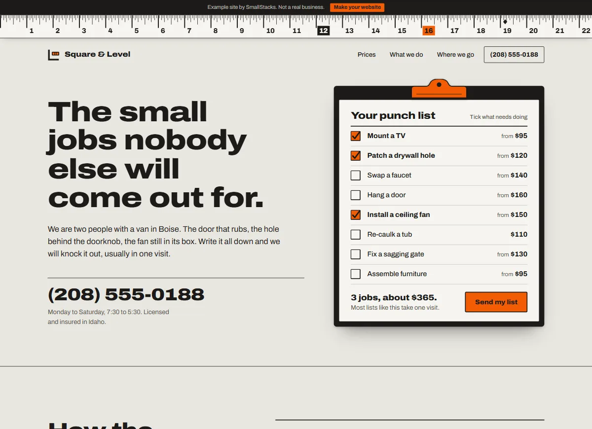 The Square & Level example site